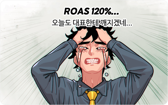 ROAS 120%... 오늘도 대표님한테  깨지겠네...